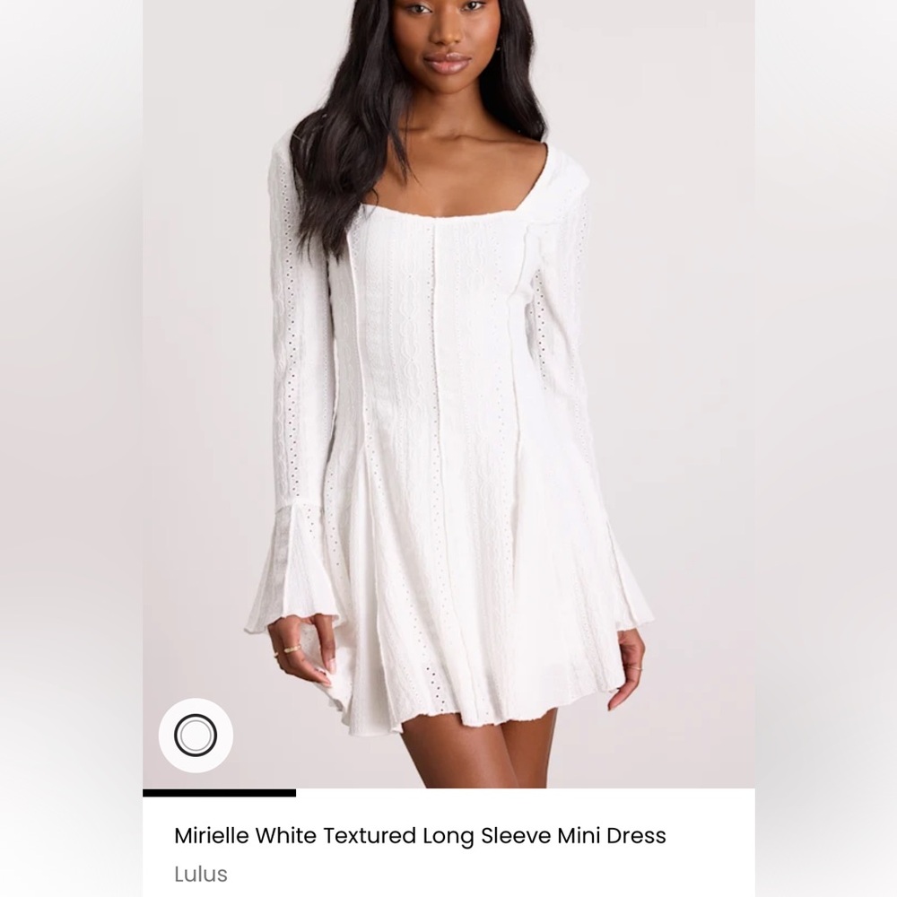 Lulu's White Long Sleeve Textured Dress